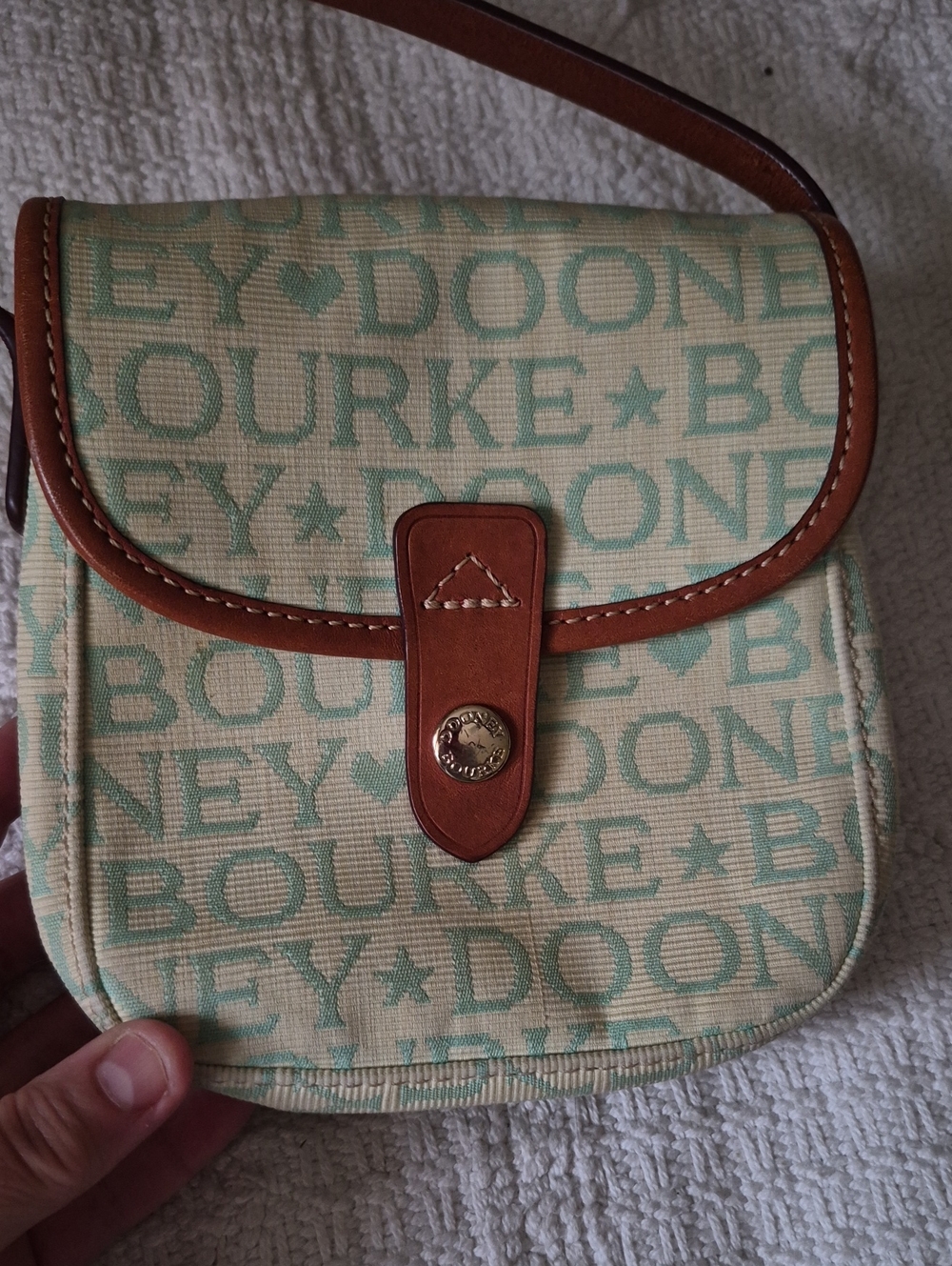 Vintage Dooney & Bourke Mint Doodle Monogram Mini Crossbody Bag